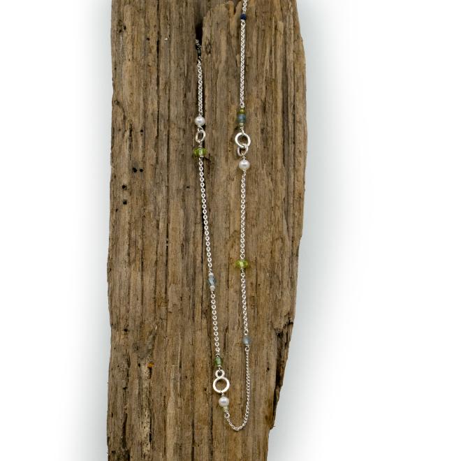 Halsschmuck Apatit Peridot Turmalin Süsswasserperlen